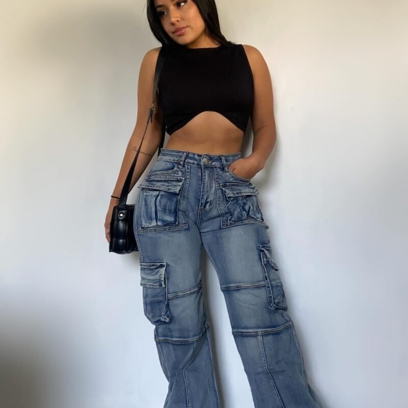 Jeans Cargo de Mezclilla